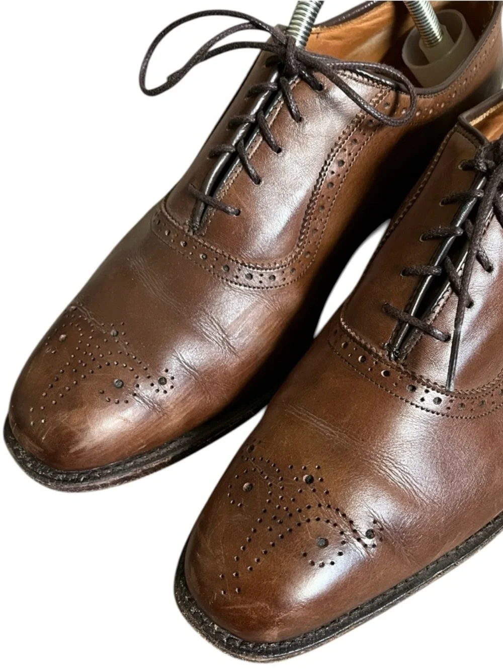 Allen‎ Edmonds Cornwallis Brogue Detailing Brown Leather Loafers Mens 9